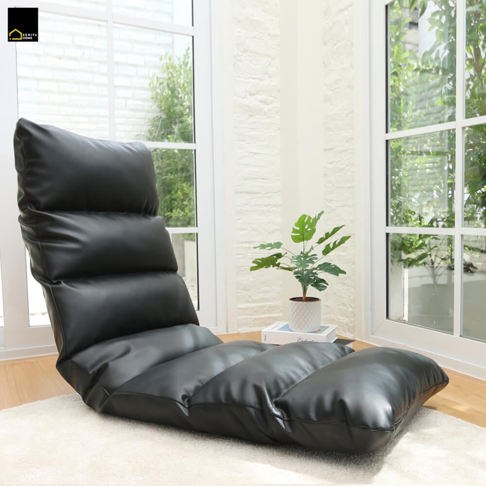 โซฟานั่งพื้นปรับได้ 3 ตำแหน่ง 6 ระดับ RENITA HOME รุ่น RINA PLUS หนัง Premium PU สีดำ 50x140ซม._10